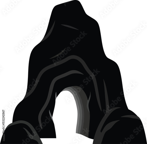 A dark cave entrance with a bright opening shining through the stone and rock formation outdoors silhouette