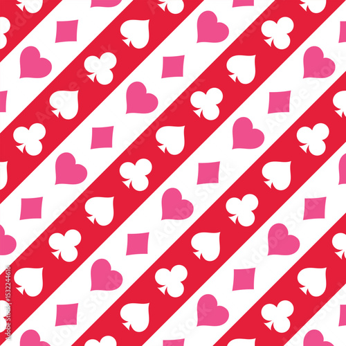 Clubs, hearts,spades and diamonds illustration. Poker cards pattern background vector.
