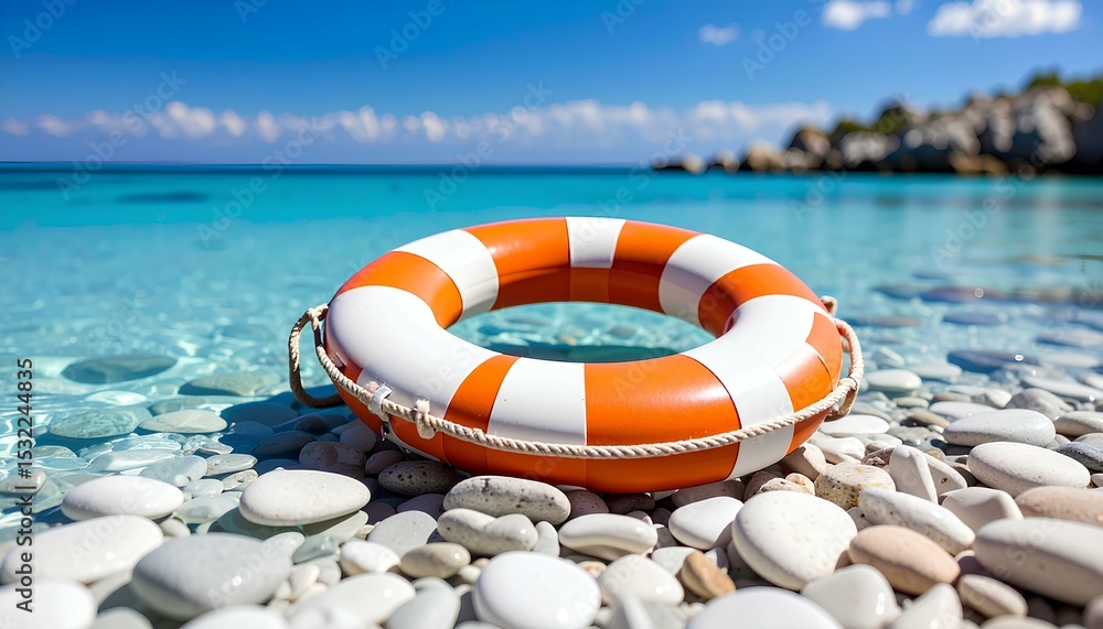 Naklejka premium lifebuoy on the beach