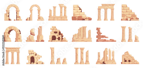 Collection of Ancient Ruins Architectural Elements