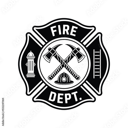 Fire Department Maltese Cross Emblem Design