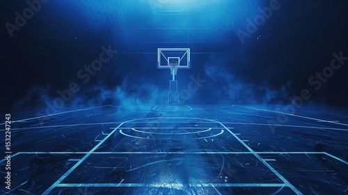 A vibrant sports blue basketball court background brings the excitement and energy of the game to life