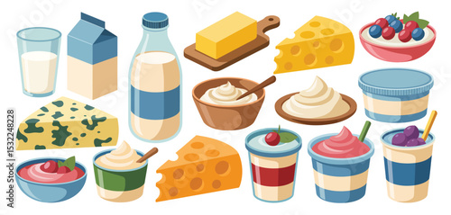Assorted Dairy Products and Cheese Selection