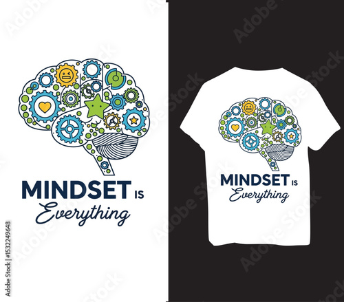 A black t-shirt design concept featuring a vector art print illustration, this casual apparel template showcases modern fashion and textile art