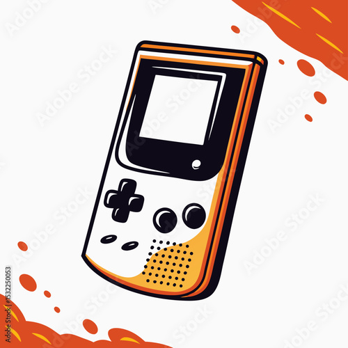 Retro Orange Handheld Game Console Illustration
