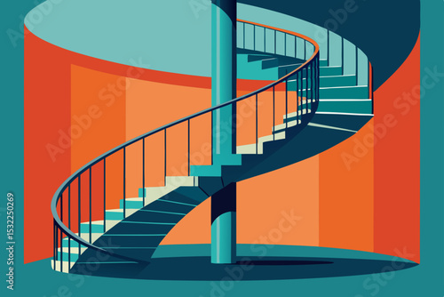 Ascending Spiral Staircase A Modern Architectural Illustration