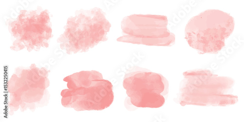 Foto Set of light pink watercolor stains