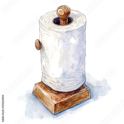Toilet Paper Holder, watercolor clipart vector, isolated on a white background.