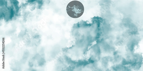 Abstract sky watercolor illustration with a circular element depicting an artistic representation of a celestial body or astronomical detail