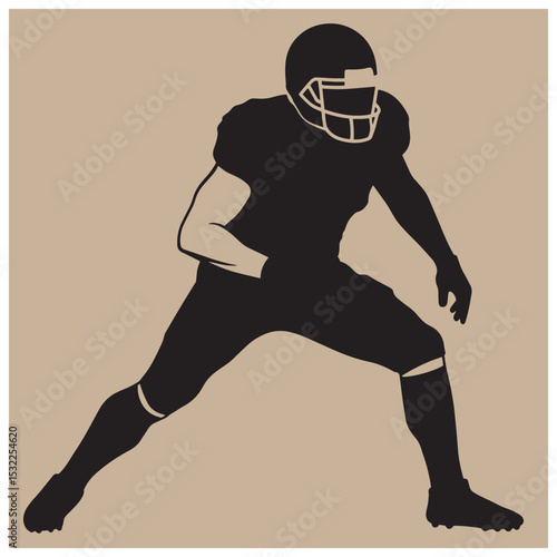 Silhouetted football player in action preparing for the game with minimalist style