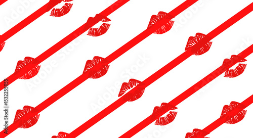 Lipstick Kiss Mark Pattern on White Background for Beauty Blogs, Cosmetic Websites, Fashion Design, and Social Media Content