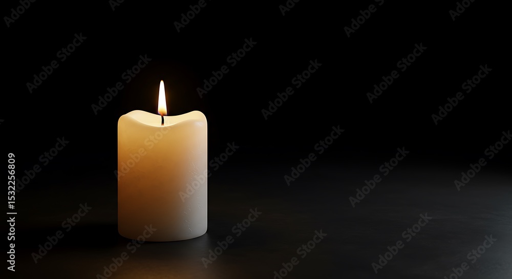Simple white candle flame light on dark background Simple white candle flame light on dark background