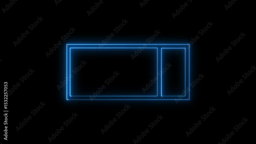 glowing neon light screen rectangle icon isolated on black background glowing neon light screen rectangle icon isolated on black background