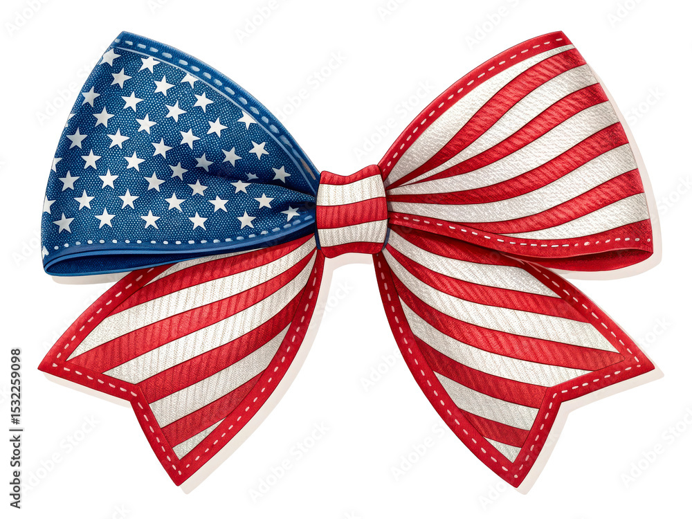 Stylish red white and blue bow with star patterns for celebrations Stylish red white and blue bow with star patterns for celebrations