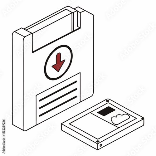 Backup File Vector | Generative AI and Linocut Silhouette Design Illustration