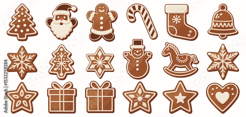Assorted Delicious Christmas Gingerbread Cookies Collection