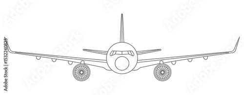Front View Outline Drawing of a Modern Passenger Airplane