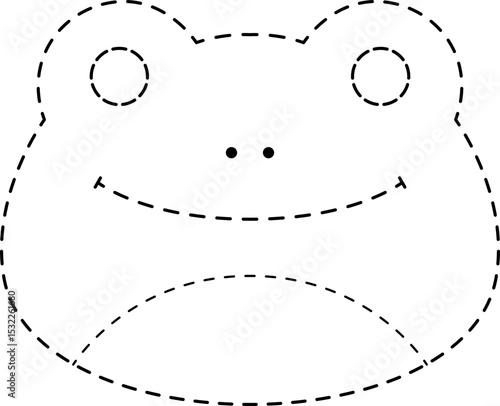 Frog Animal Head Line Tracing and Coloring Illustration