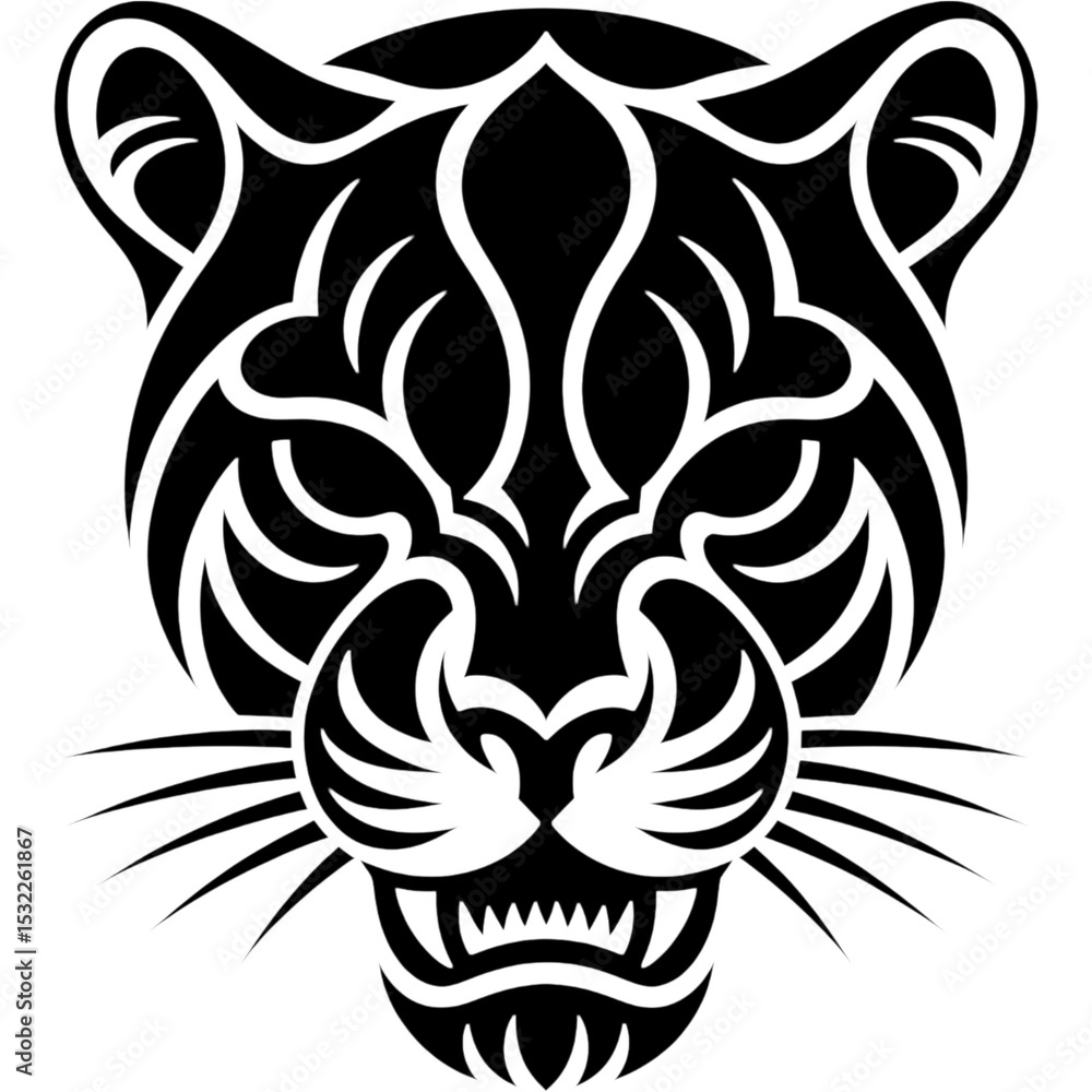Obraz premium Ornate tribal depiction of a big cat head