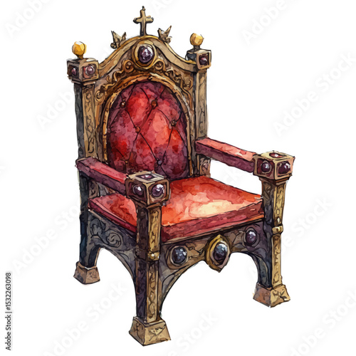 watercolor of Throne Power, vector, isolated on a white background.