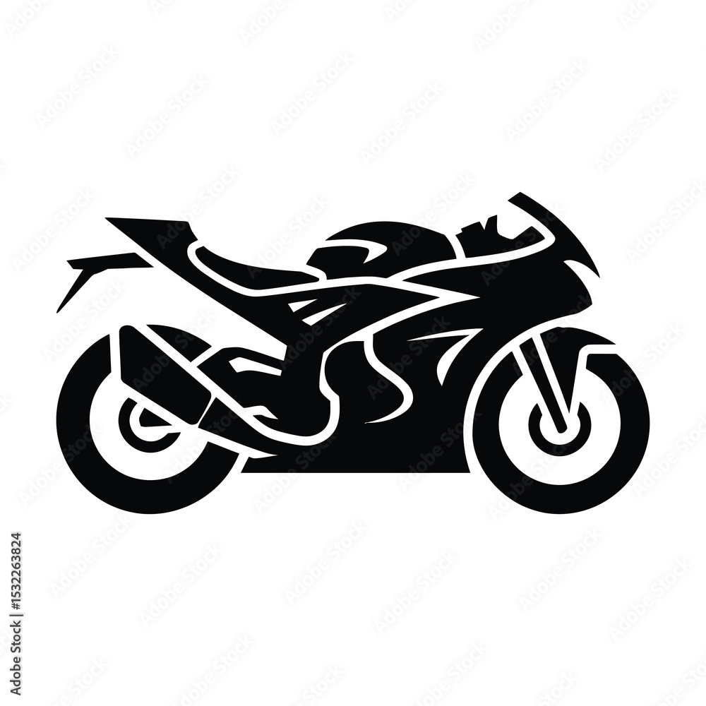 Fototapeta premium Black silhouette of a modern sportbike motorcycle
