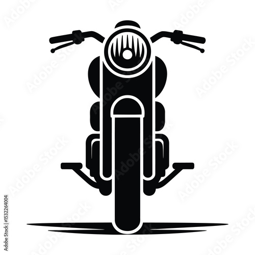 Classic motorcycle front view black silhouette
