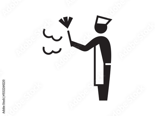 Vector isolated one single simple maid housemaid chambermaid parlourmaid black man in road sign colorless black symbol icon logo infographics glyph on a white background simple minimal graphic element