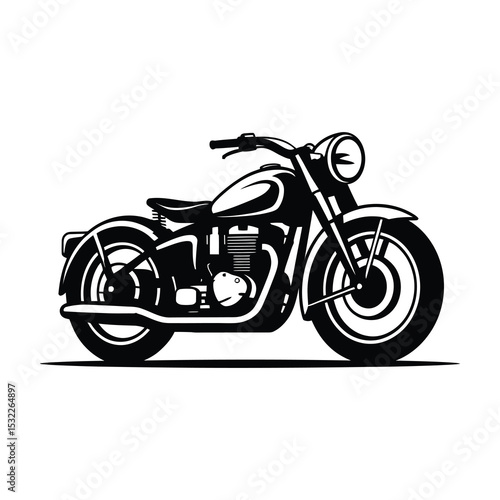 Classic vintage motorcycle black and white illustration