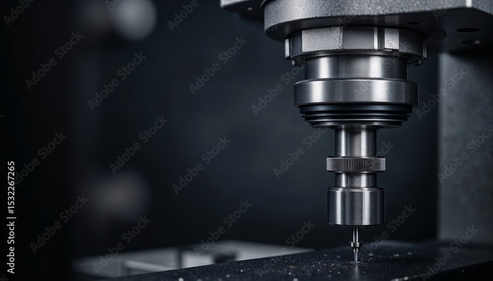 Precision milling machine tool in action on metal surface Precision milling machine tool in action on metal surface