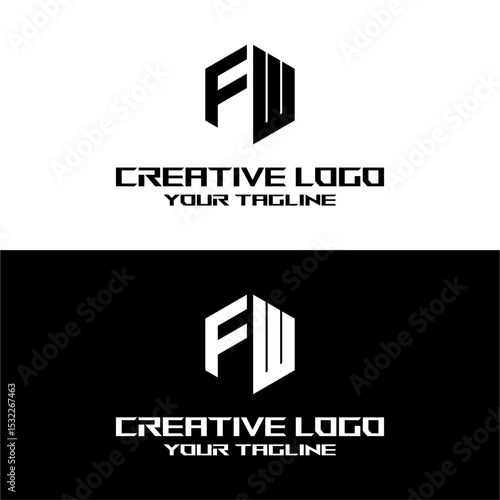 creative letter logo fw design vector