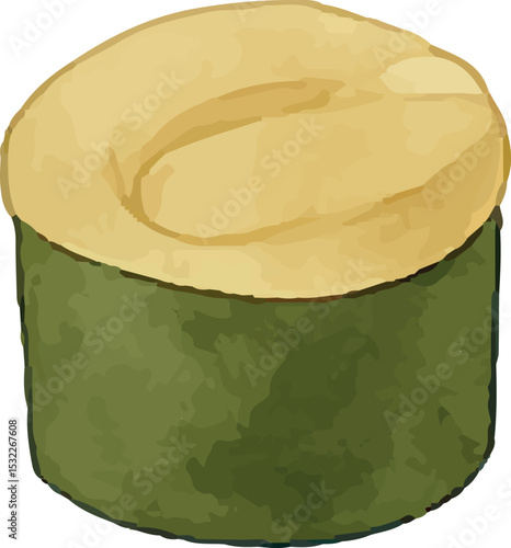 This hand-rolled temaki combines seaweed, rice, and fresh fish or veggies in a cone shape, embodying Japanese sushi craftsmanship. Perfect for food designs, culinary art, or restaurant promotions