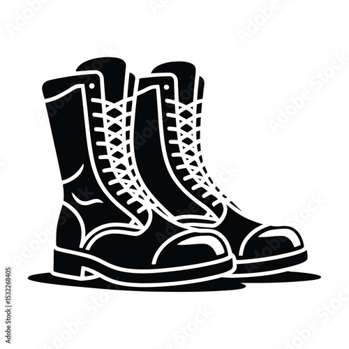 Pair of classic military combat boots illustration