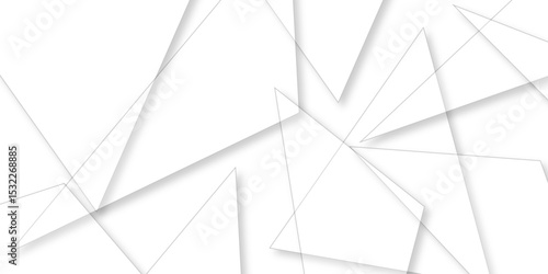 Abstract background with liens and triangles shape on white background. White and grey geometric overlapping rectangle pattern Geometric background soft shadows as patten ..White polygon textured .