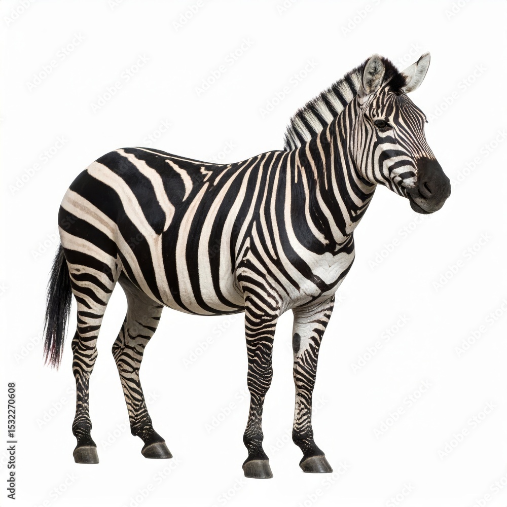 Obraz premium African zebra over white background, no shadow