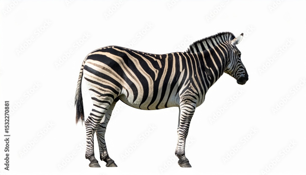 Fototapeta premium African zebra over white background, no shadow