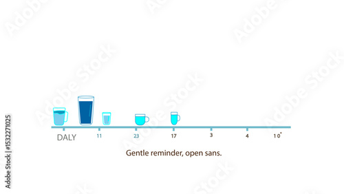 vector illustration of a glass of water Minimal Aqua Water Intake Tracker UI A minimalist and modern water intake tracker background featuring a prominent daily goal progress bar, adorned with stylize