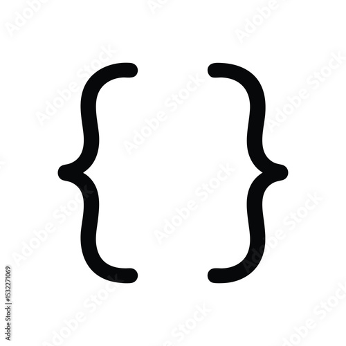 Curly Braces Code Scope Line Icon Vector