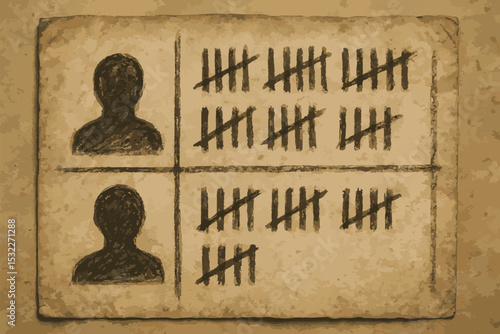 vintage ballot with tally marks representing election votes