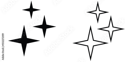 Star icon designs showcasing various styles and sizes, suitable for digital and print applications