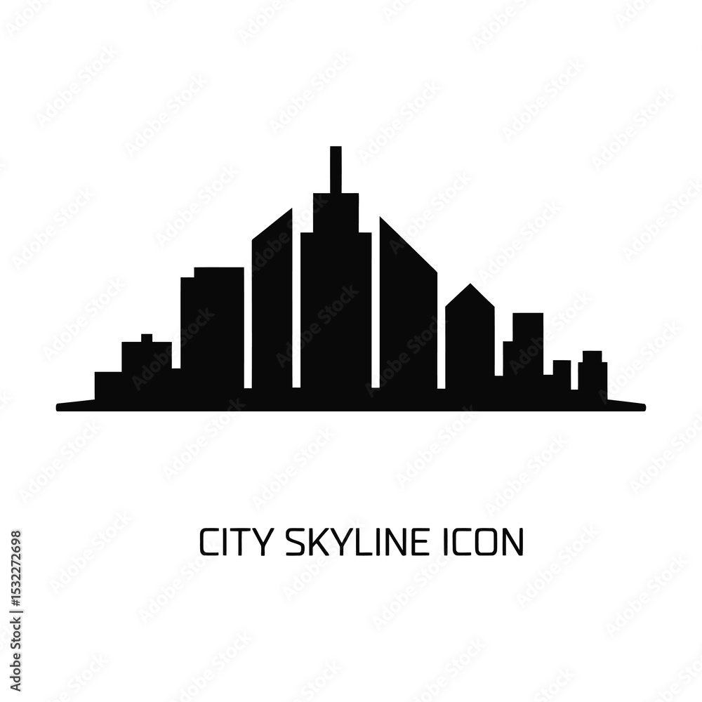 Obraz premium Simple black city skyline icon illustration