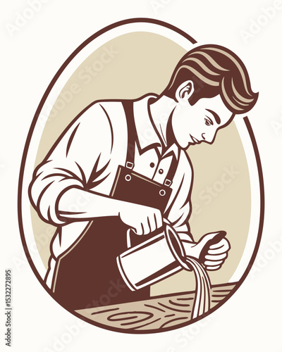 Mastering Latte Art A Barista Carefully Pouring the Perfect Coffee Creation in a Cozy Cafe Setting