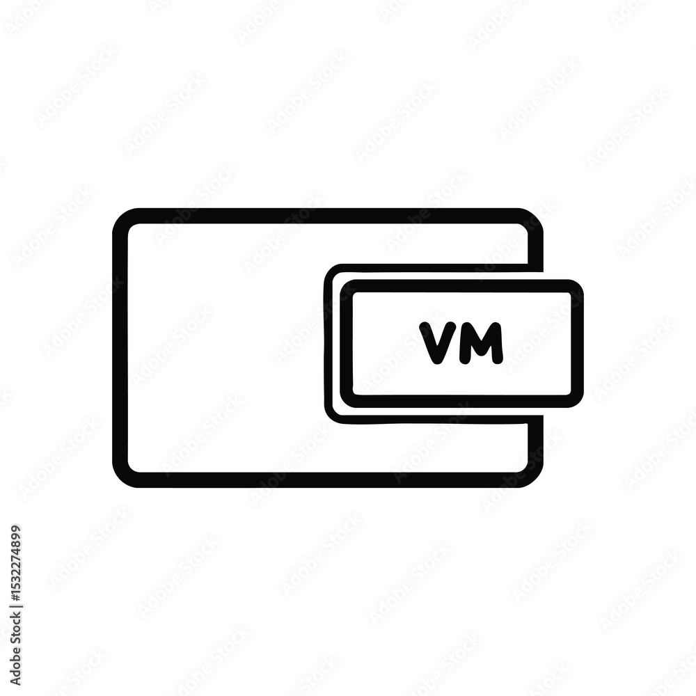 Virtual Machine VM Outline Icon Vector Virtual Machine VM Outline Icon Vector