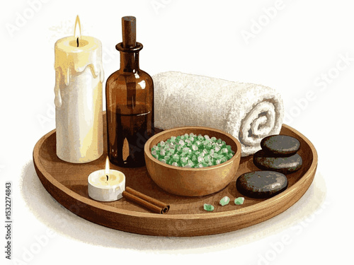 Essence of Calm Spa Set isolated watercolor vector illustration svg