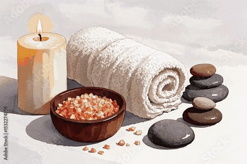 Alabaster Ritual Spa Set isolated watercolor vector illustration svg