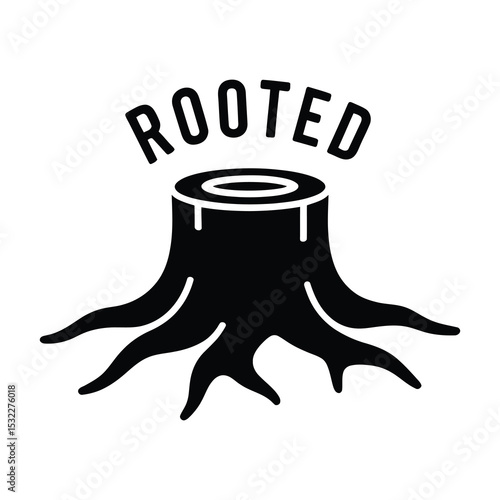 Rooted tree stump black and white icon