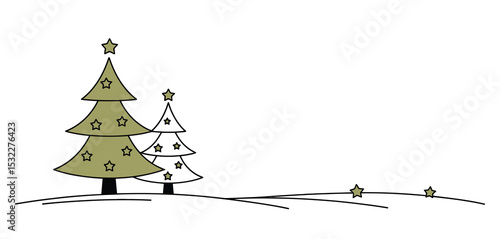 Simple Minimalist Christmas Trees with Stars Design