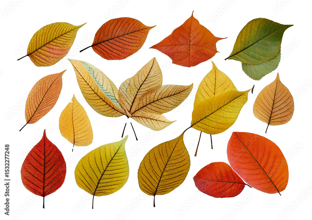 Obraz premium Autumn Leaves Collection isolated on transparent or white background