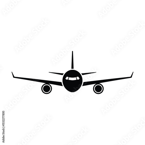 Simple black airplane icon front view