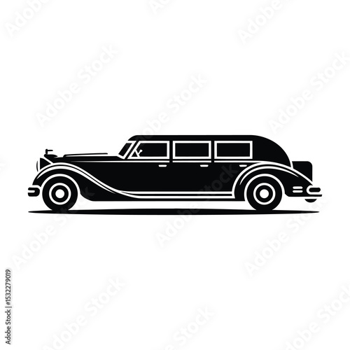 Vintage classic black limousine car silhouette
