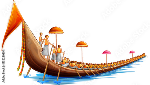 snakeboat race in Onam celebration background for Happy Onam festival of South India Kerala